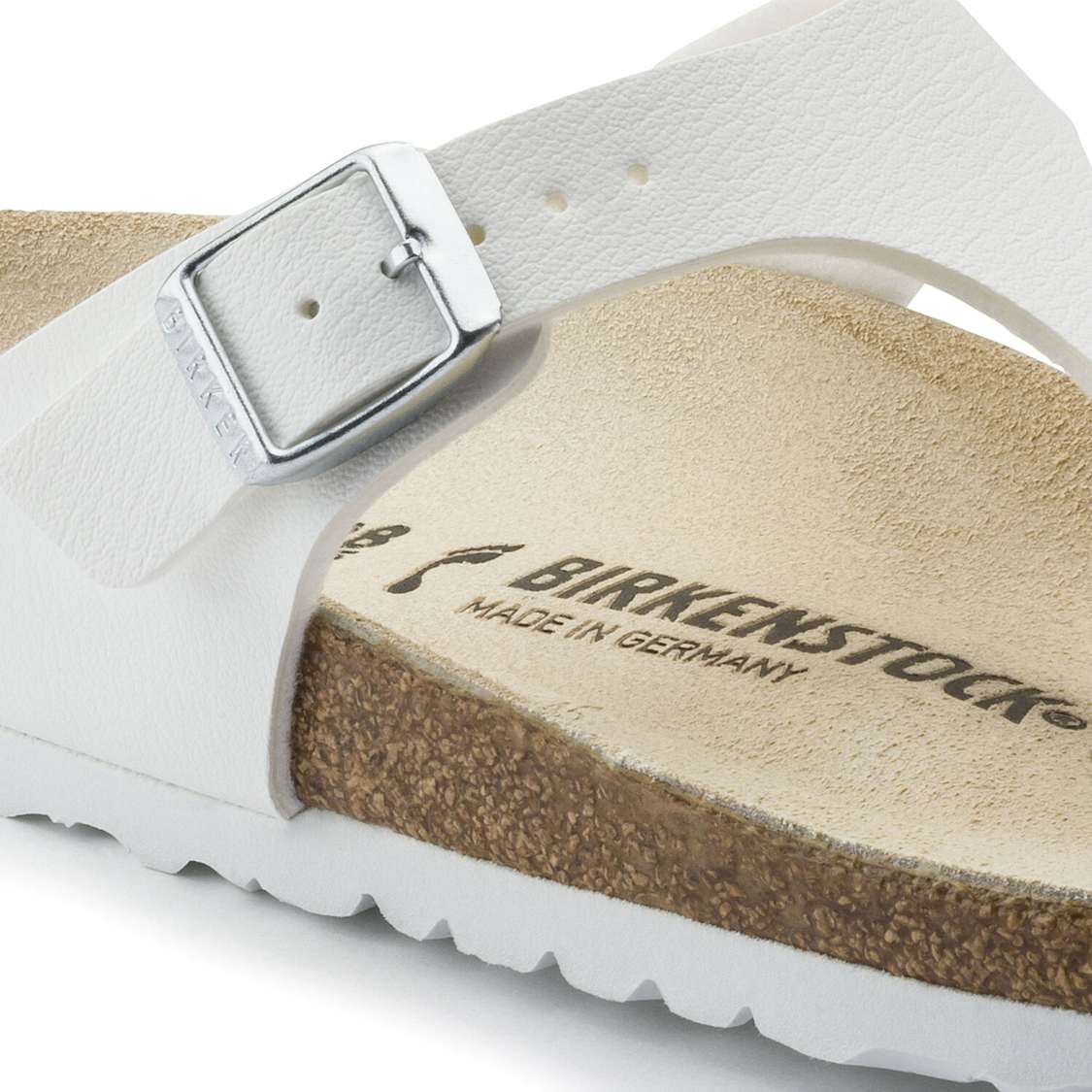 White Birkenstock Gizeh Birko-Flor Men's One Strap Sandals | XNALUpTtXD6