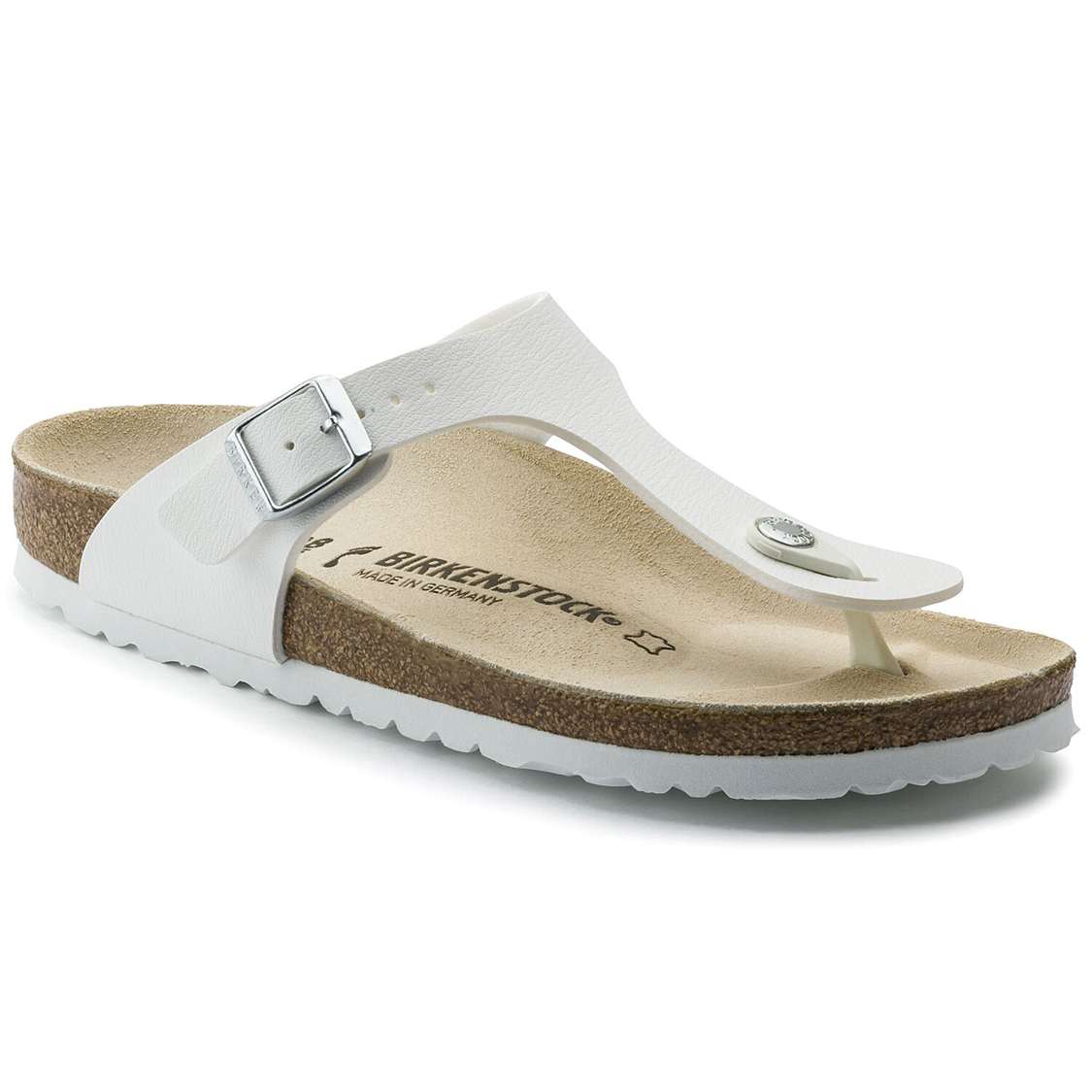 White Birkenstock Gizeh Birko-Flor Men\'s One Strap Sandals | XNALUpTtXD6