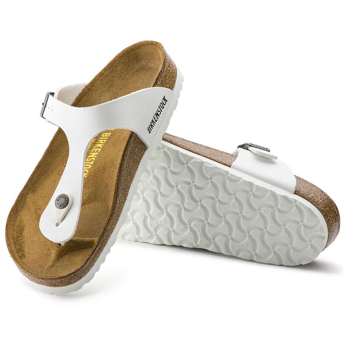 White Birkenstock Gizeh Birko-Flor Women's One Strap Sandals | HMSZCGU6qx6