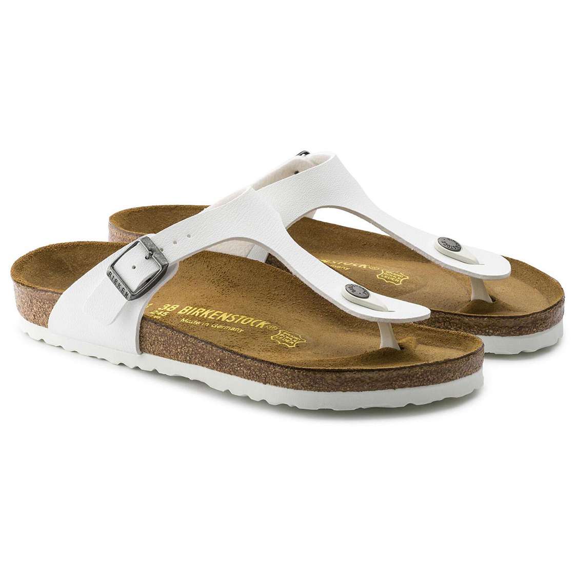 White Birkenstock Gizeh Birko-Flor Women's One Strap Sandals | HMSZCGU6qx6