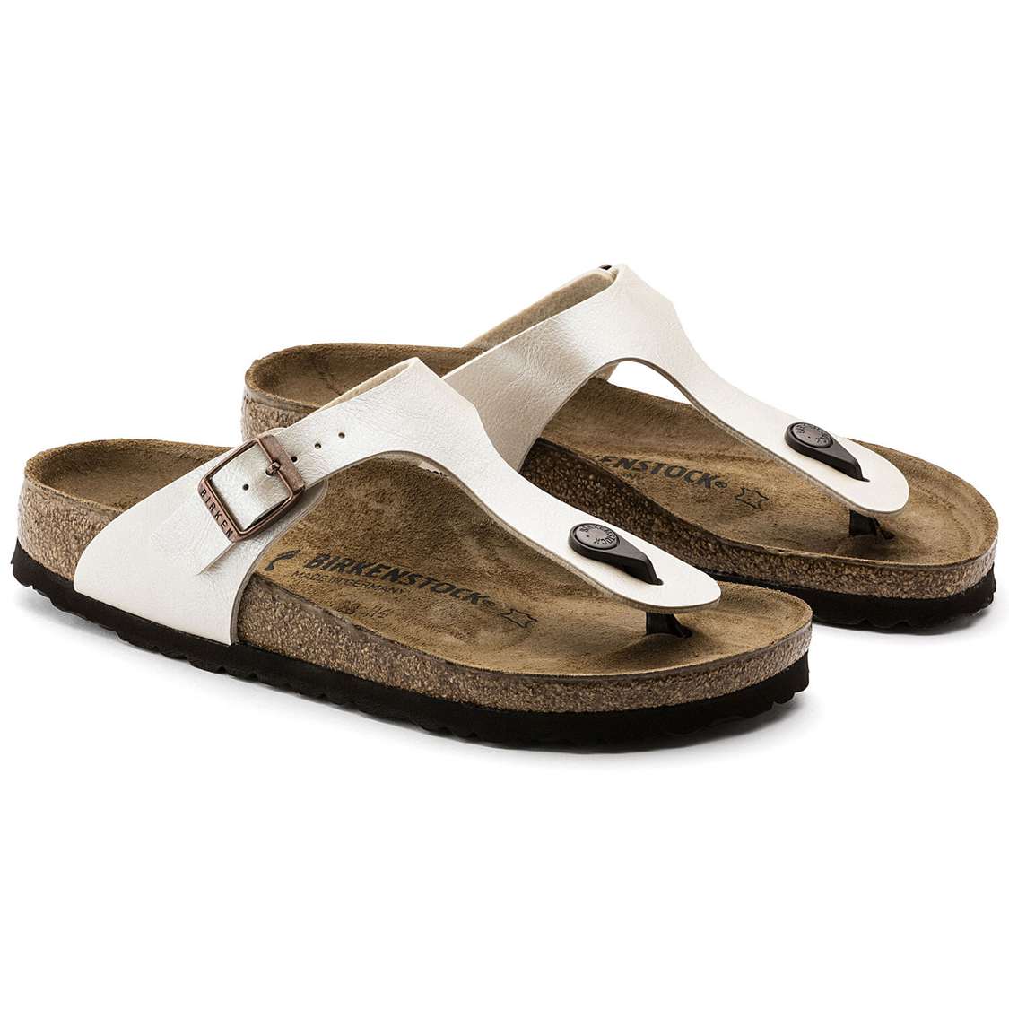 White Birkenstock Gizeh Birko-Flor Women's One Strap Sandals | cfMtYh8fGAl