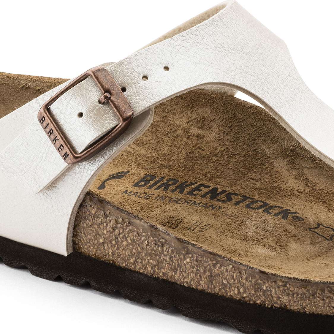 White Birkenstock Gizeh Birko-Flor Women's One Strap Sandals | cfMtYh8fGAl