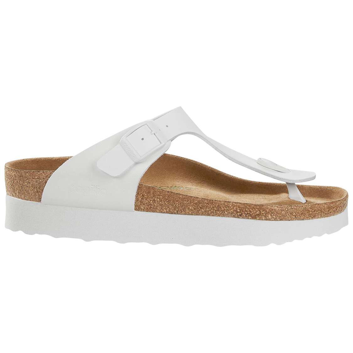 White Birkenstock Gizeh Platform Birko-Flor Women's One Strap Sandals | 2b8Yjixdpd1