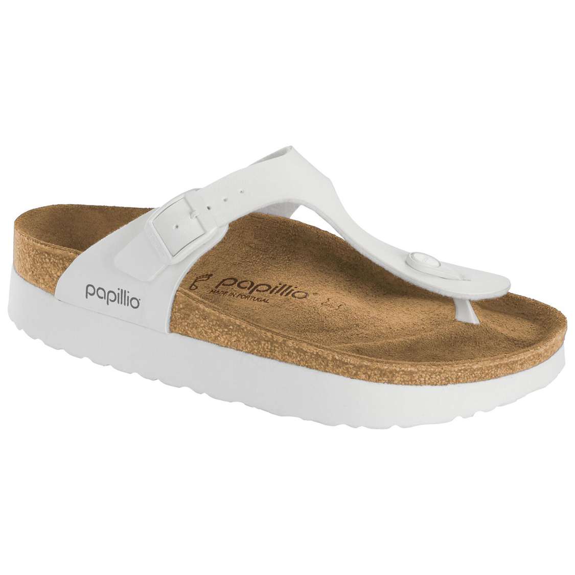 White Birkenstock Gizeh Platform Birko-Flor Women\'s One Strap Sandals | 2b8Yjixdpd1