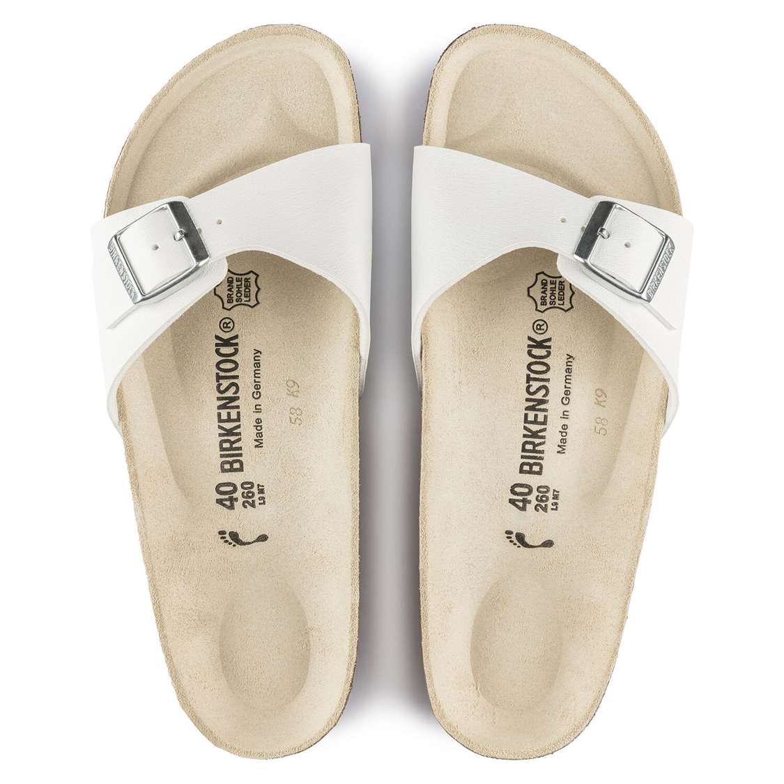 White Birkenstock Madrid Birko-Flor Men's One Strap Sandals | BOyXKupBW7v