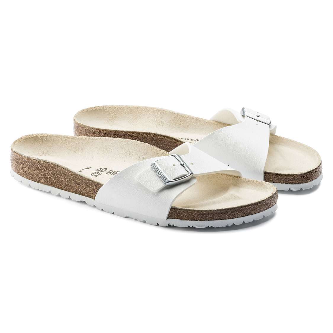 White Birkenstock Madrid Birko-Flor Men's One Strap Sandals | BOyXKupBW7v