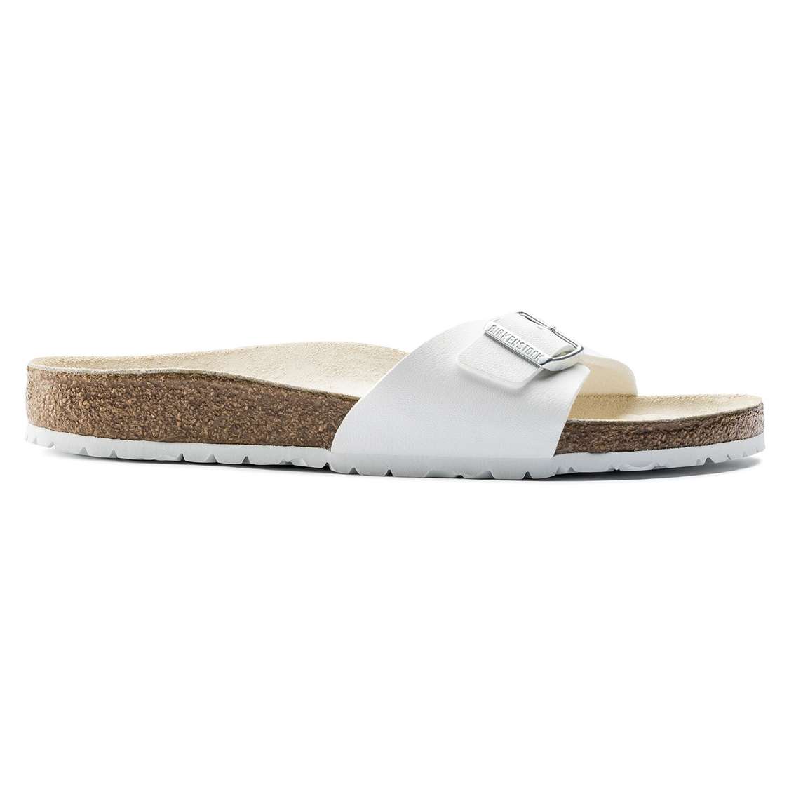 White Birkenstock Madrid Birko-Flor Men's One Strap Sandals | BOyXKupBW7v