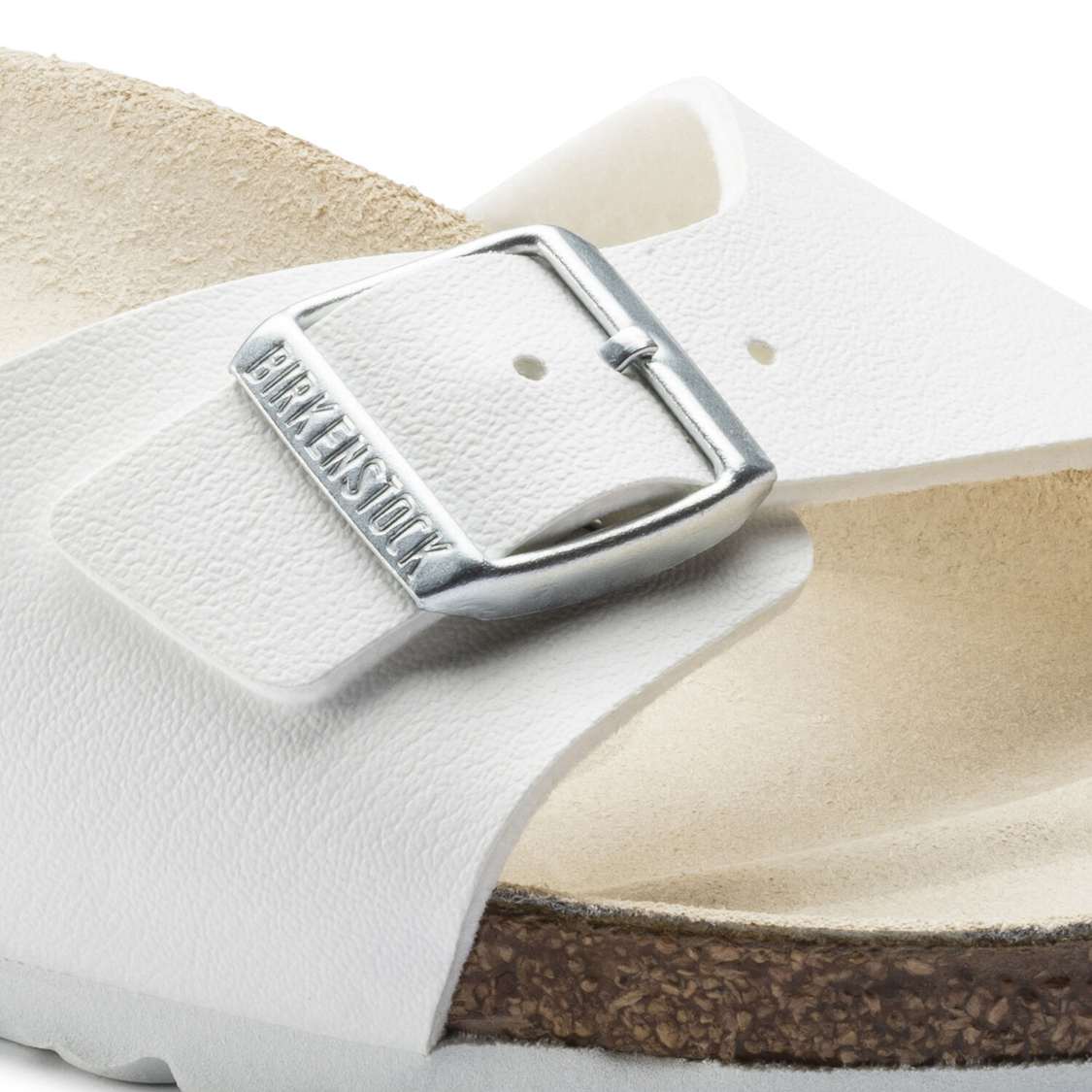 White Birkenstock Madrid Birko-Flor Men's One Strap Sandals | BOyXKupBW7v