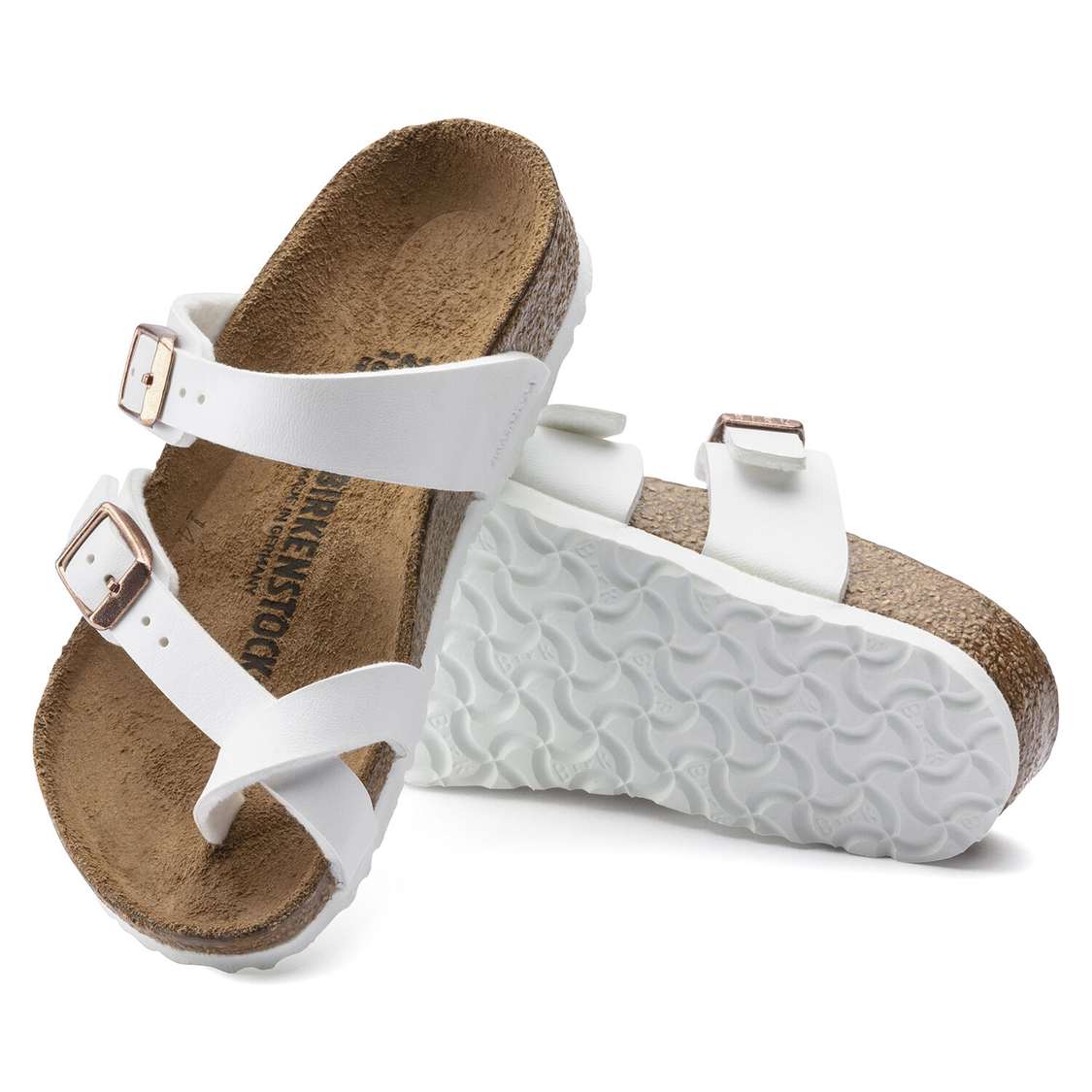 White Birkenstock Mayari Birko-Flor Kids' Girls Sandals | TmZ2QPMwc2a