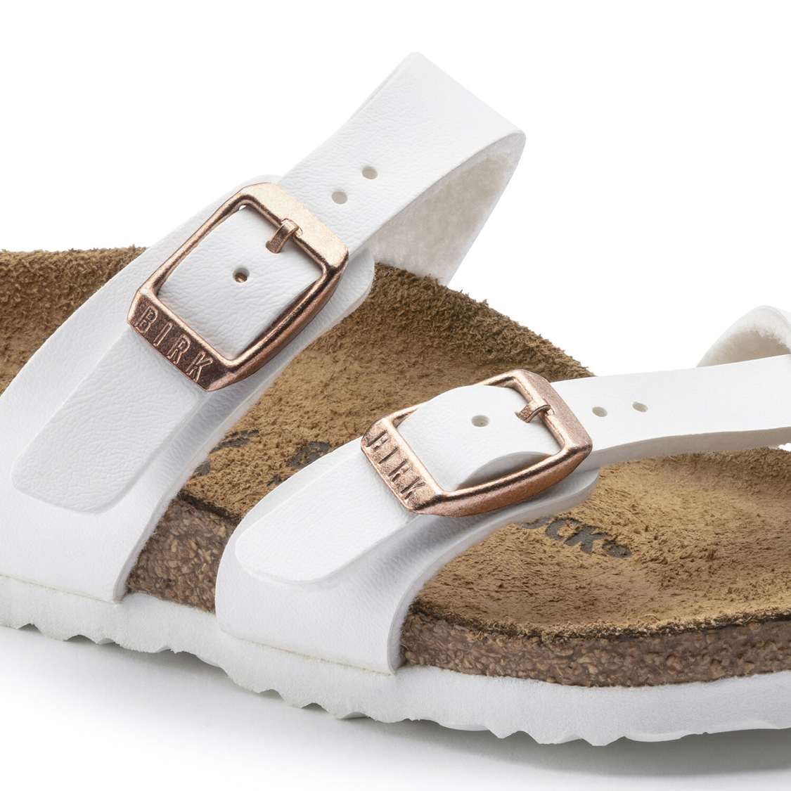 White Birkenstock Mayari Birko-Flor Kids' Girls Sandals | TmZ2QPMwc2a