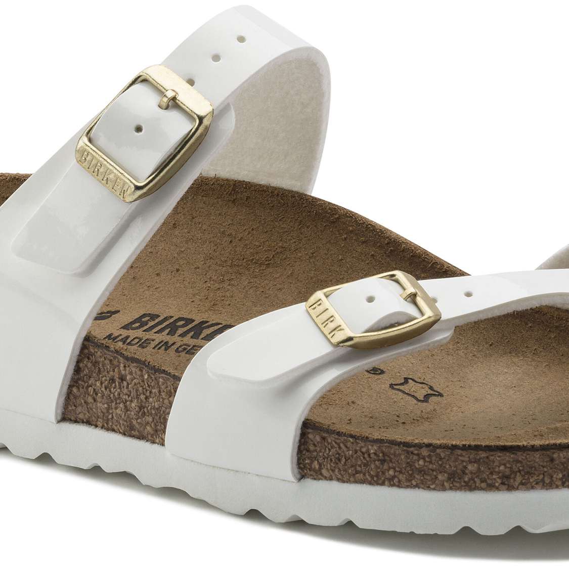 White Birkenstock Mayari Birko-Flor Patent Women's Multi Strap Sandals | otx4cVDRe8z