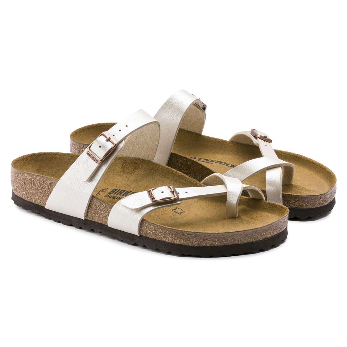 White Birkenstock Mayari Birko-Flor Women's Two Strap Sandals | 361bSvq1kfA