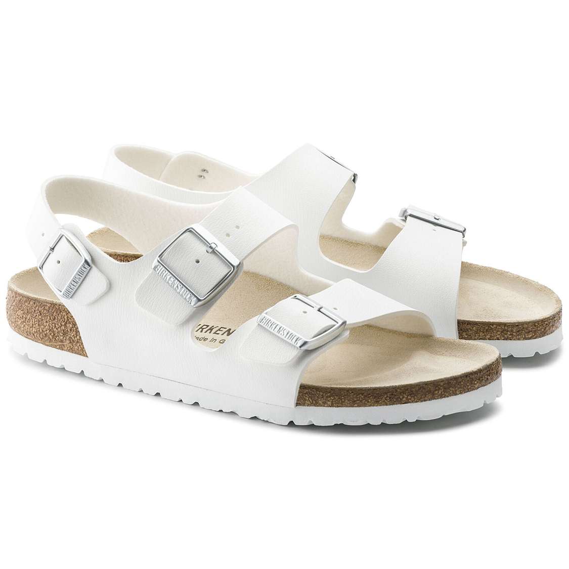 White Birkenstock Milano Birko-Flor Men's Back Strap Sandals | Ek2z2PoLEYs