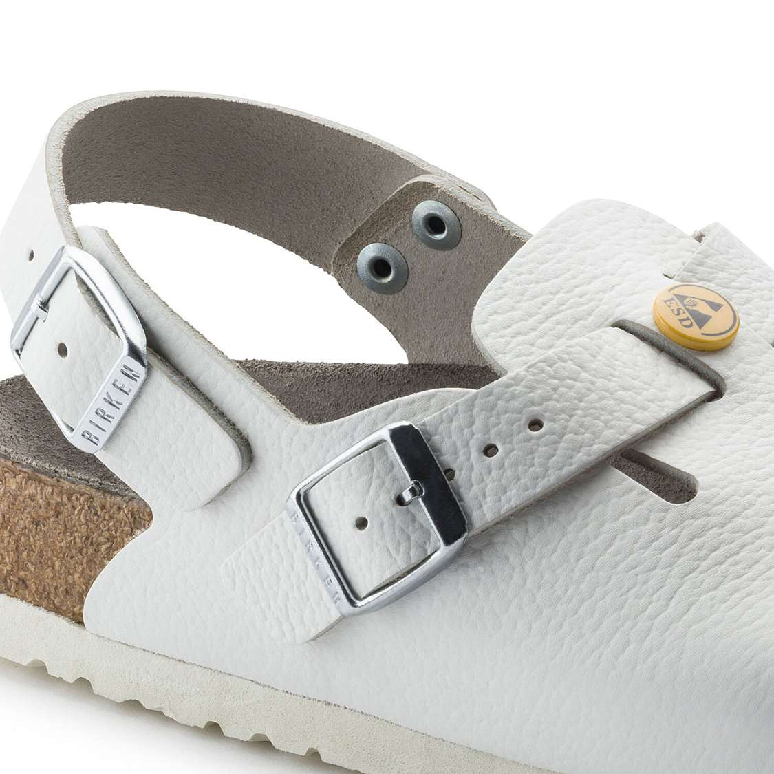 White Birkenstock Tokio ESD Leather Men's Clogs | UDxXCoIm2n9