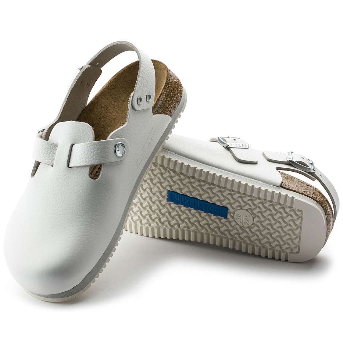 White Birkenstock Tokio Super Grip Leather Women's Clogs | QvJdhq4VwW1