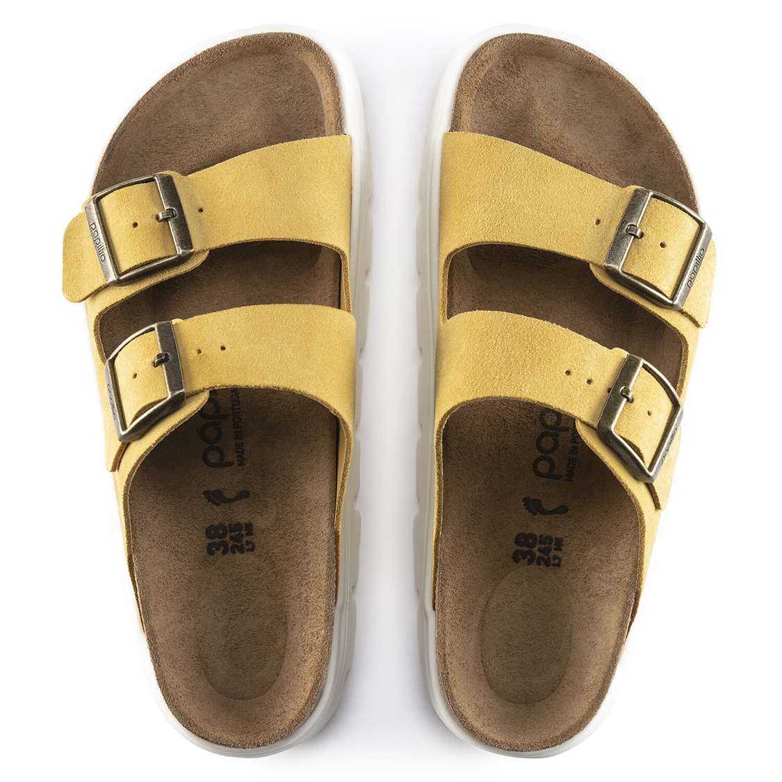 Yellow Birkenstock Arizona Platform Suede Leather Women's Platforms Sandals | PUuw6Dp5135