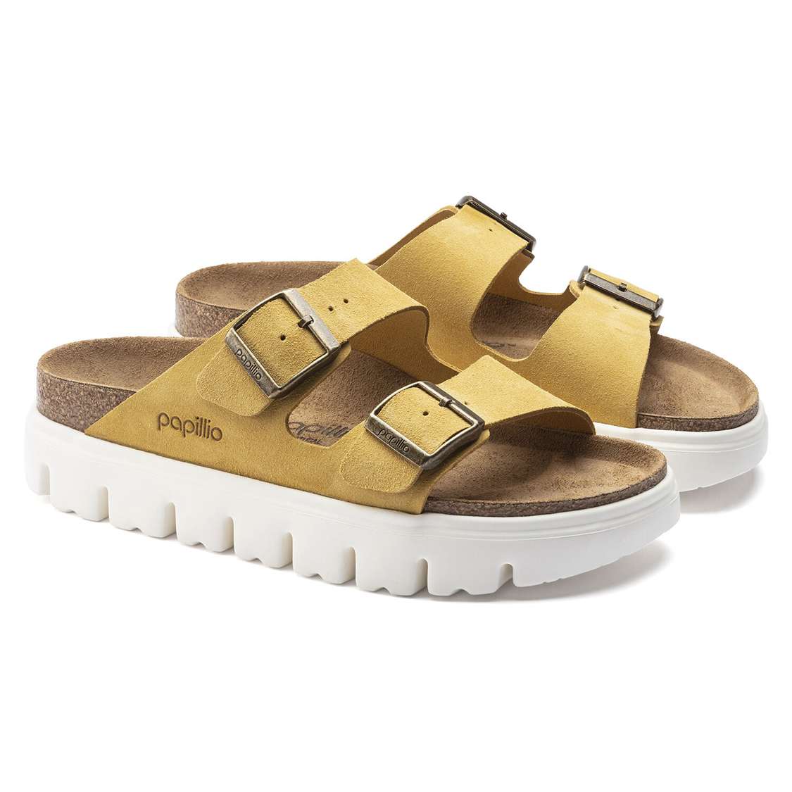 Yellow Birkenstock Arizona Platform Suede Leather Women's Platforms Sandals | PUuw6Dp5135