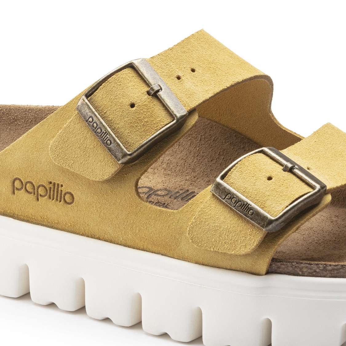 Yellow Birkenstock Arizona Platform Suede Leather Women's Platforms Sandals | PUuw6Dp5135