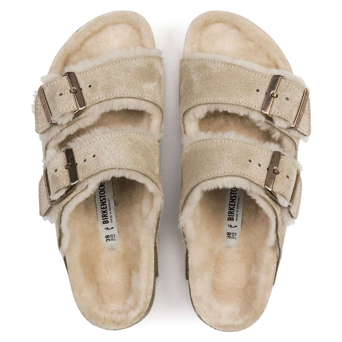 Yellow Birkenstock Arizona Shearling Suede Leather Women's Two Strap Sandals | 5AwjI8ex1aw