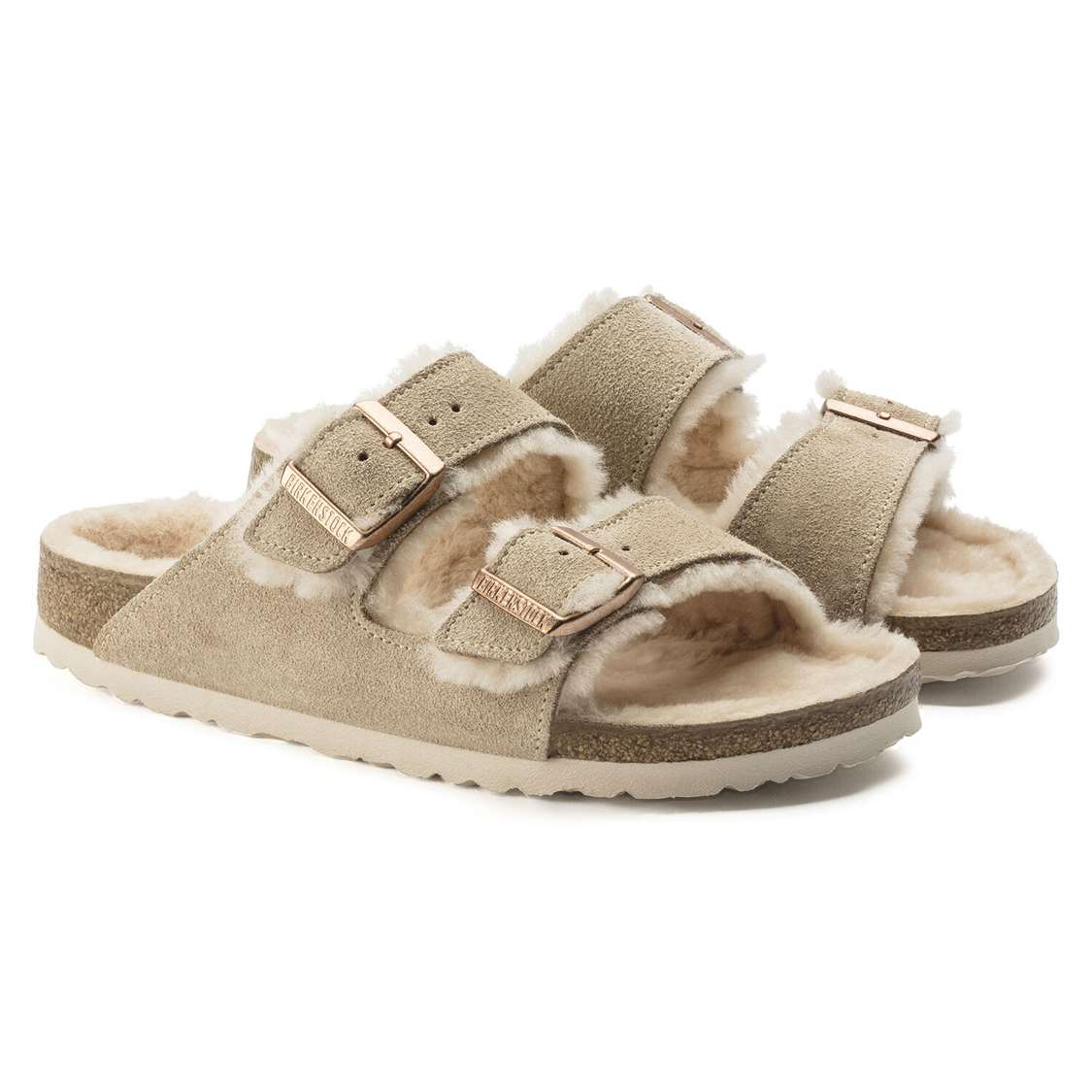 Yellow Birkenstock Arizona Shearling Suede Leather Women's Two Strap Sandals | 5AwjI8ex1aw