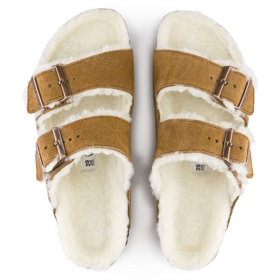 Yellow Birkenstock Arizona Shearling Suede Leather Women's Two Strap Sandals | 63evrSRay7T