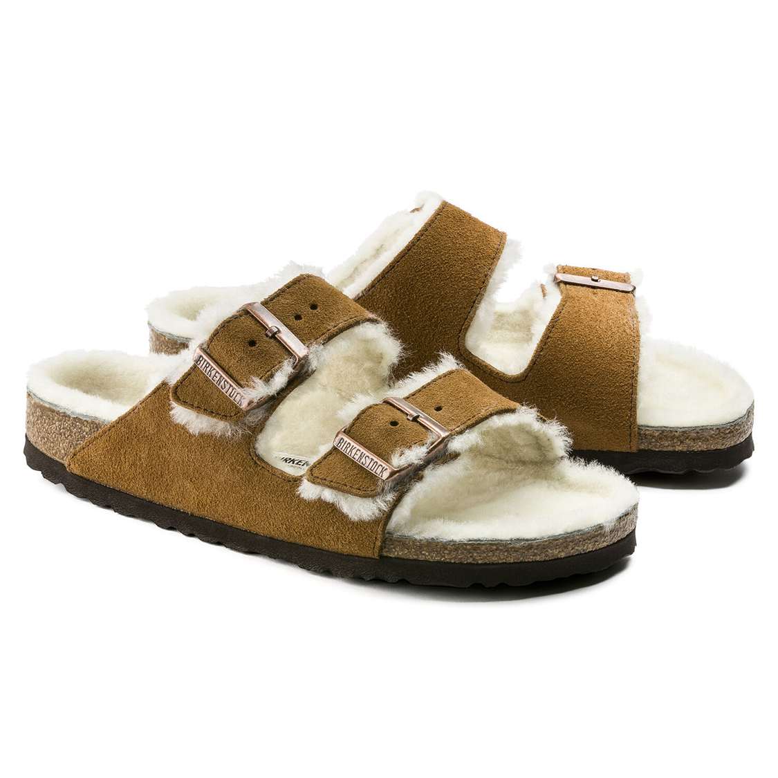 Yellow Birkenstock Arizona Shearling Suede Leather Women's Two Strap Sandals | 63evrSRay7T