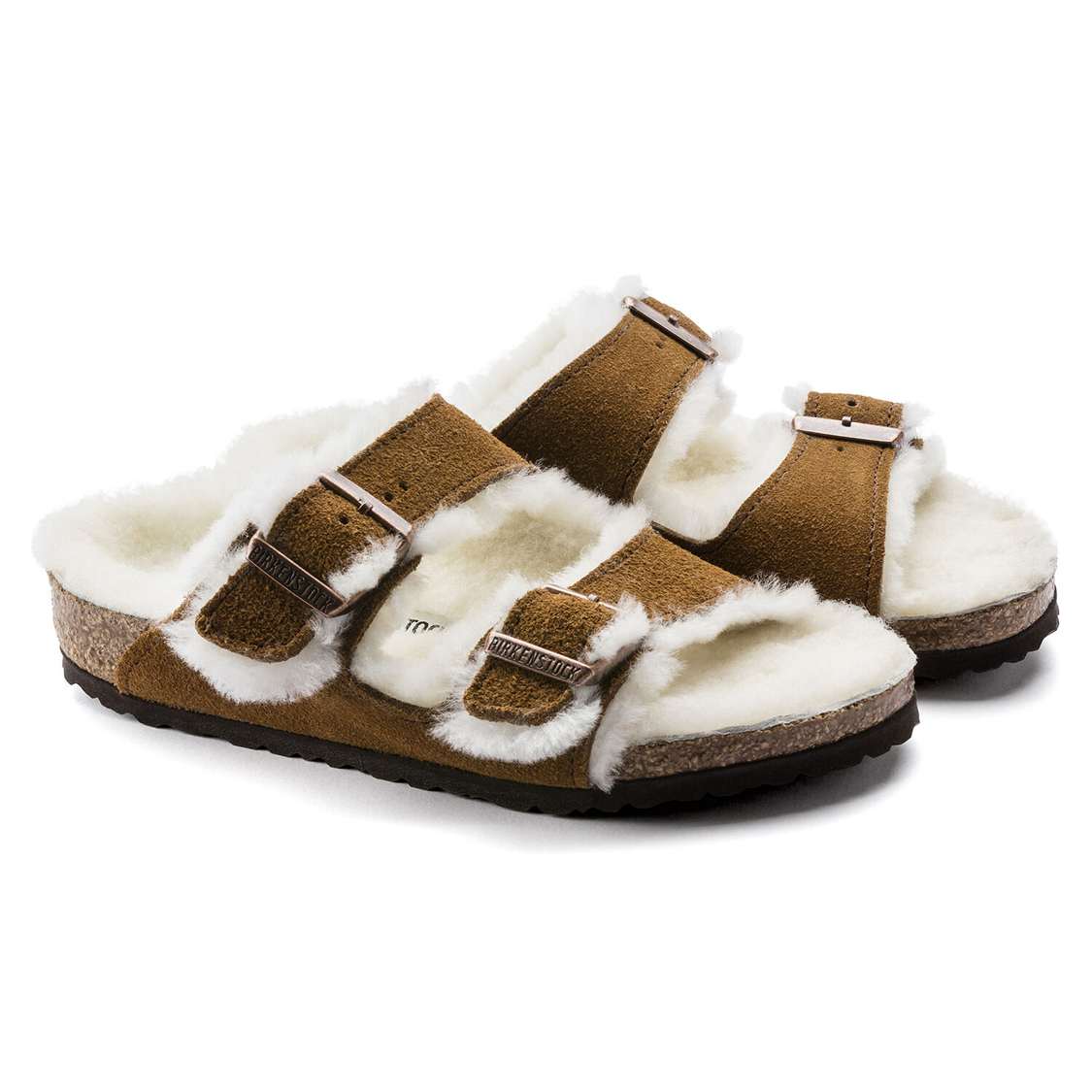 Yellow Birkenstock Arizona Shearling Suede Leather Kids' Boys Sandals | mQ3cgayLzST