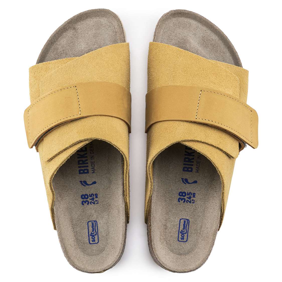 Yellow Birkenstock Kyoto Soft Footbed Nubuck/Suede Leather Women's One Strap Sandals | uwa1nJBQHNd