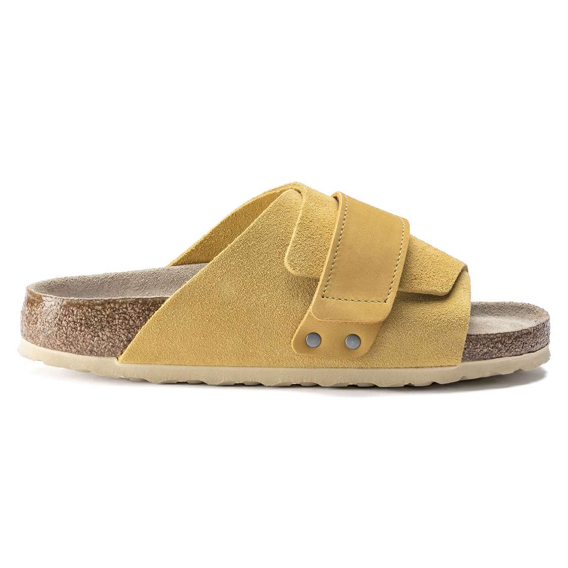 Yellow Birkenstock Kyoto Soft Footbed Nubuck/Suede Leather Women's One Strap Sandals | uwa1nJBQHNd