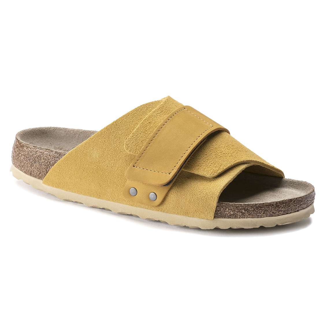 Yellow Birkenstock Kyoto Soft Footbed Nubuck/Suede Leather Women\'s One Strap Sandals | uwa1nJBQHNd