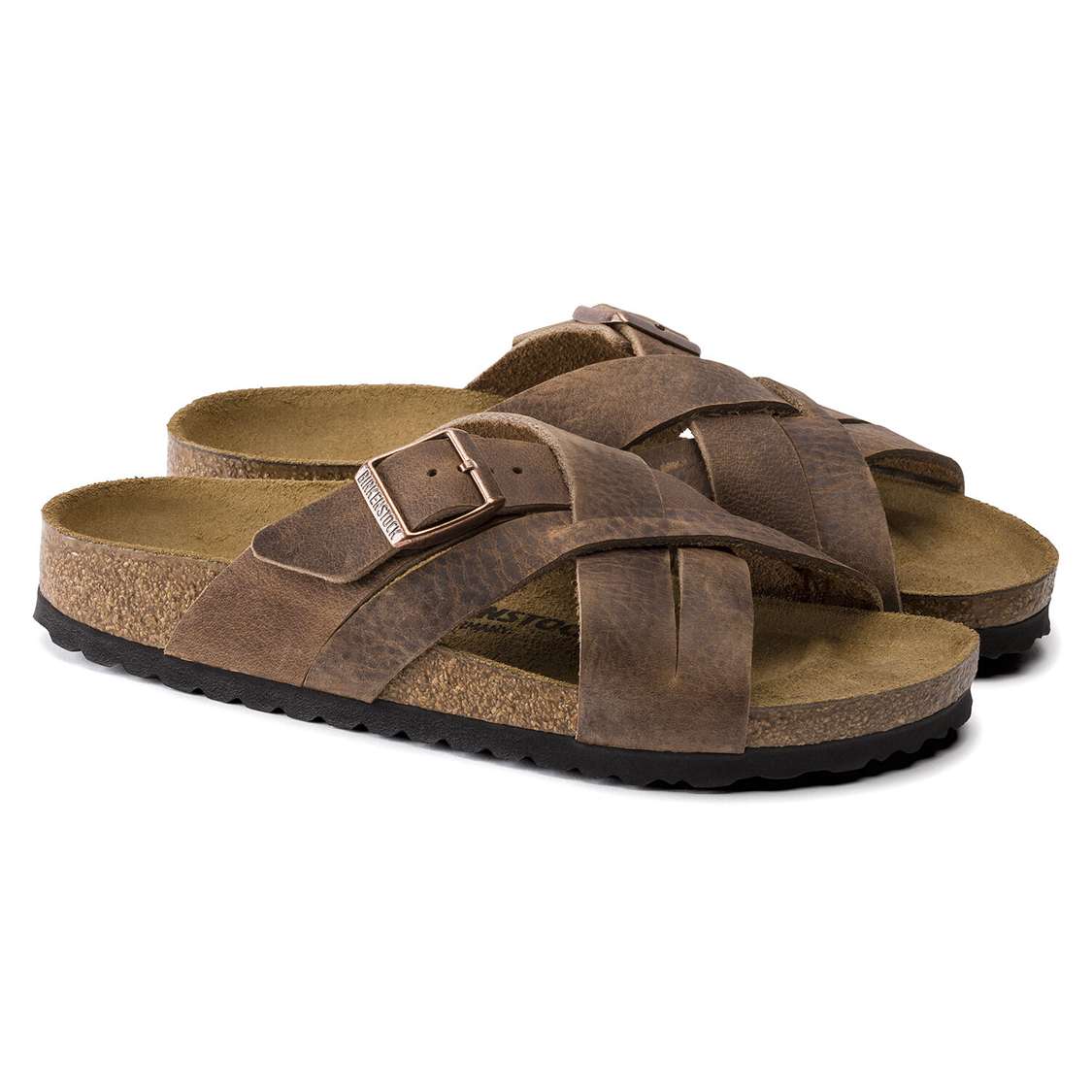 Yellow Birkenstock Lugano Oiled Leather Women's Two Strap Sandals | HP7mmEBLAud