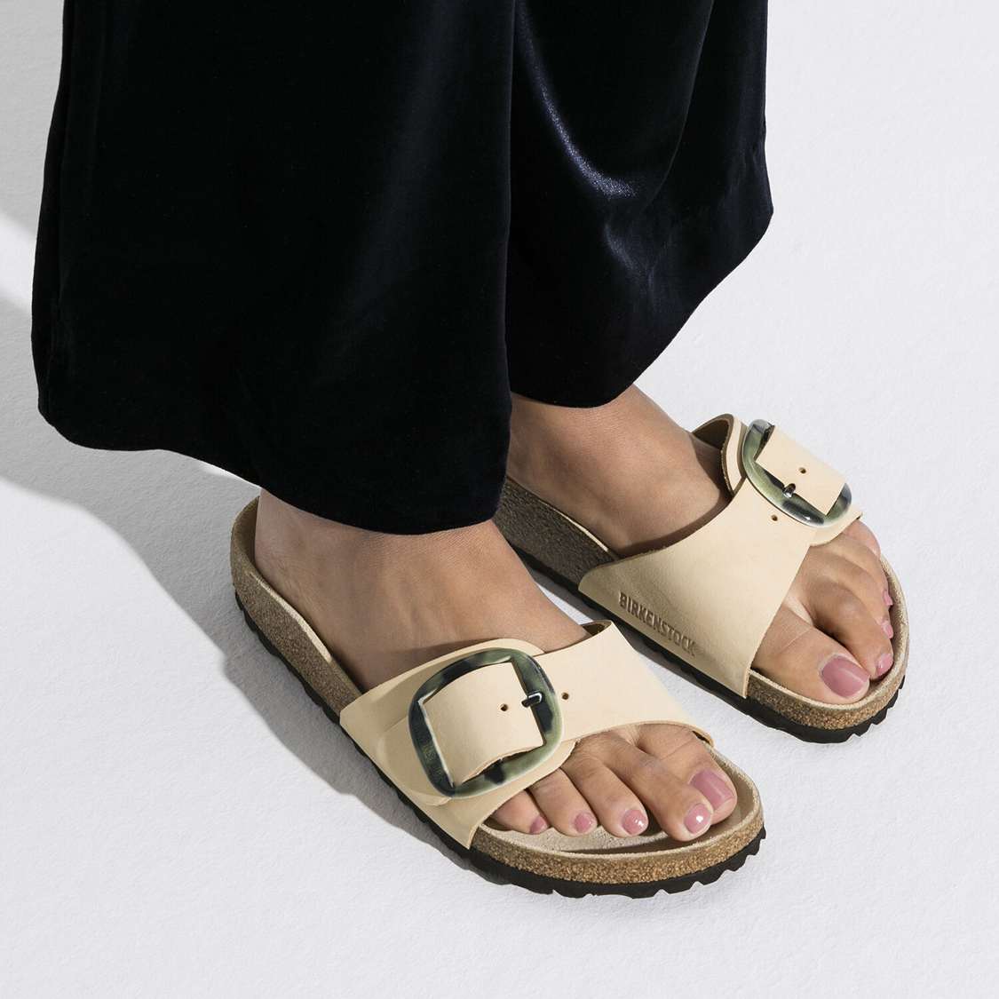 Yellow Birkenstock Madrid Big Buckle Nubuck Leather Women's One Strap Sandals | MdHybDbHtDA